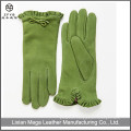 women fancy gloves and dark green color suede leather gloves